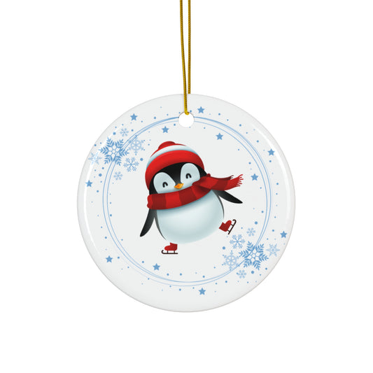 Ceramic Ornament, Cute Penguin Skating