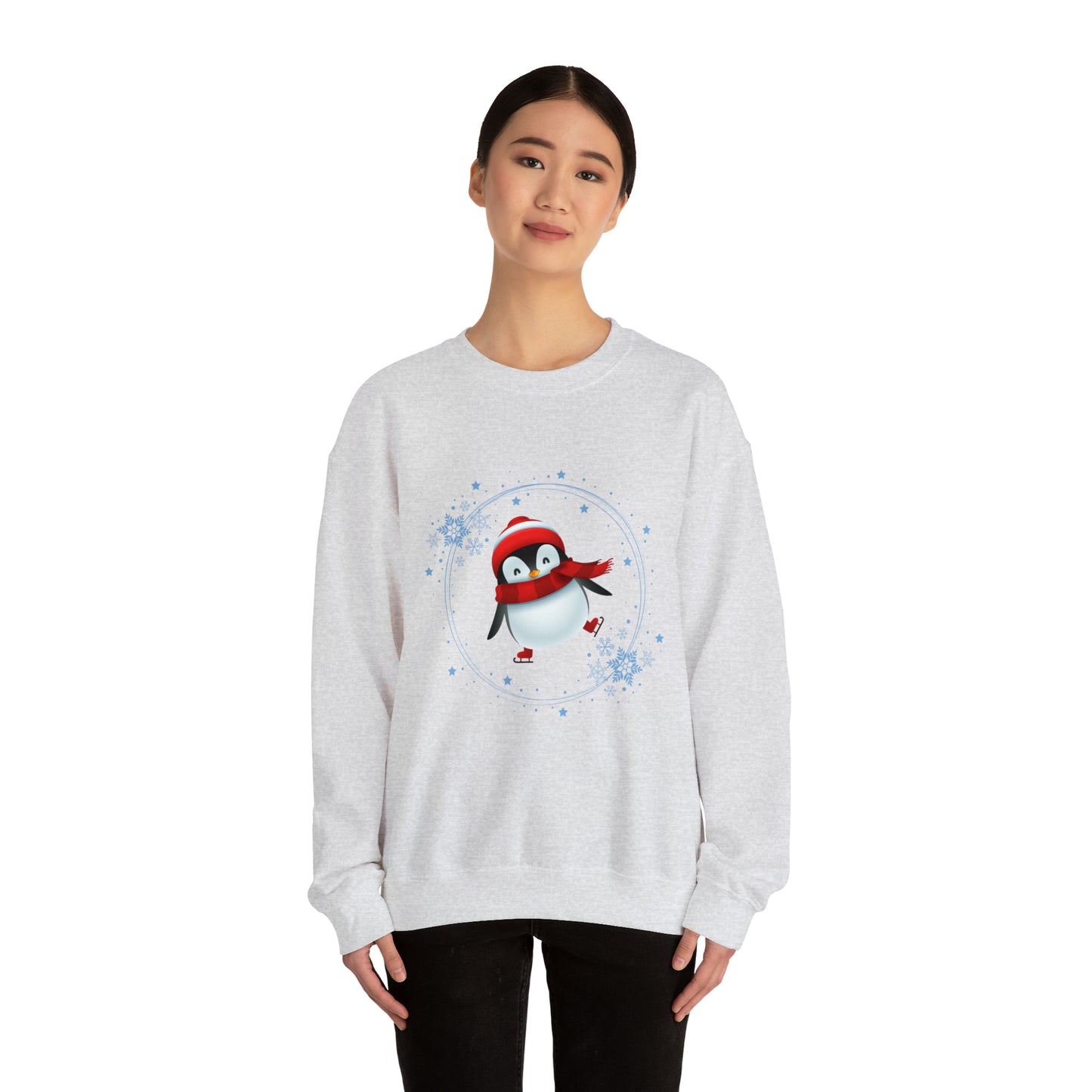 Christmas Penguin Skating Gildan Unisex Heavy Blend™ Crewneck Sweatshirt