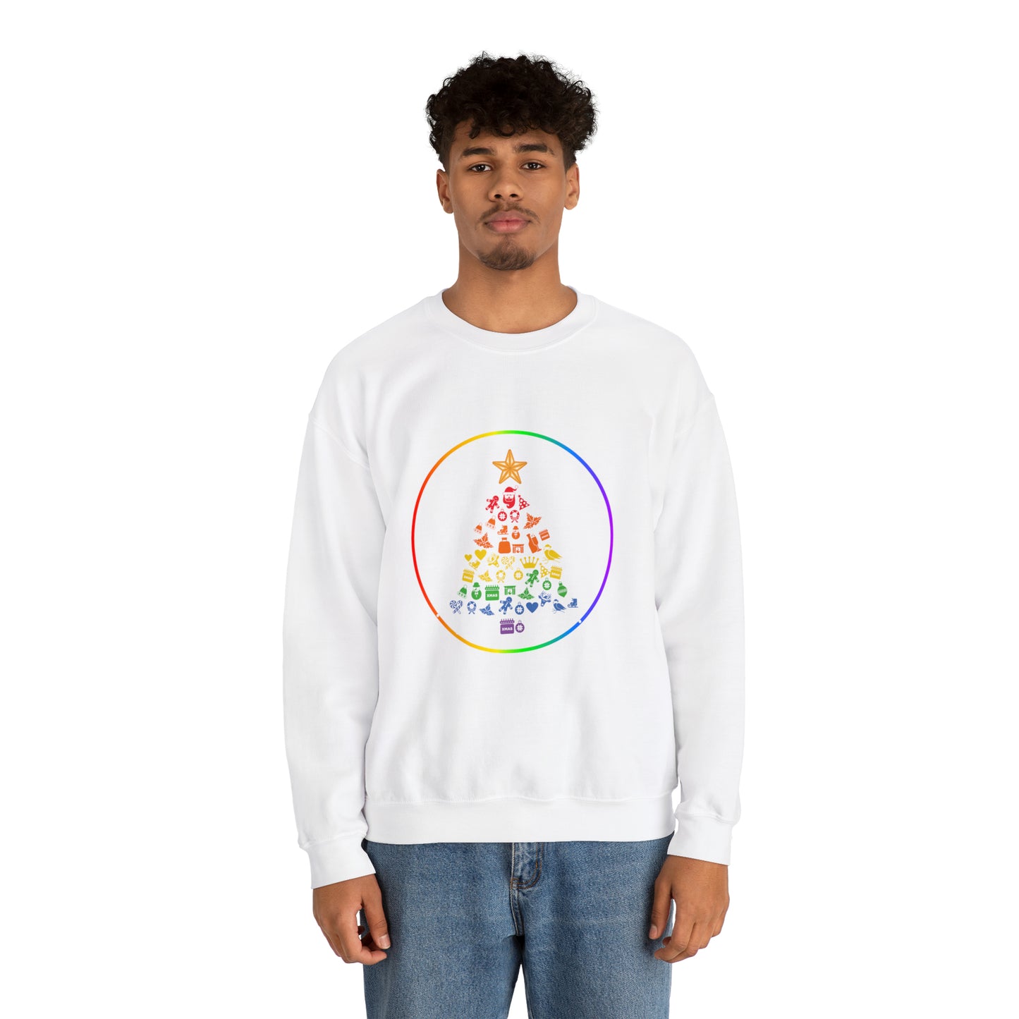 Christmas Rainbow Tree Gildan Unisex Heavy Blend™ Crewneck Sweatshirt