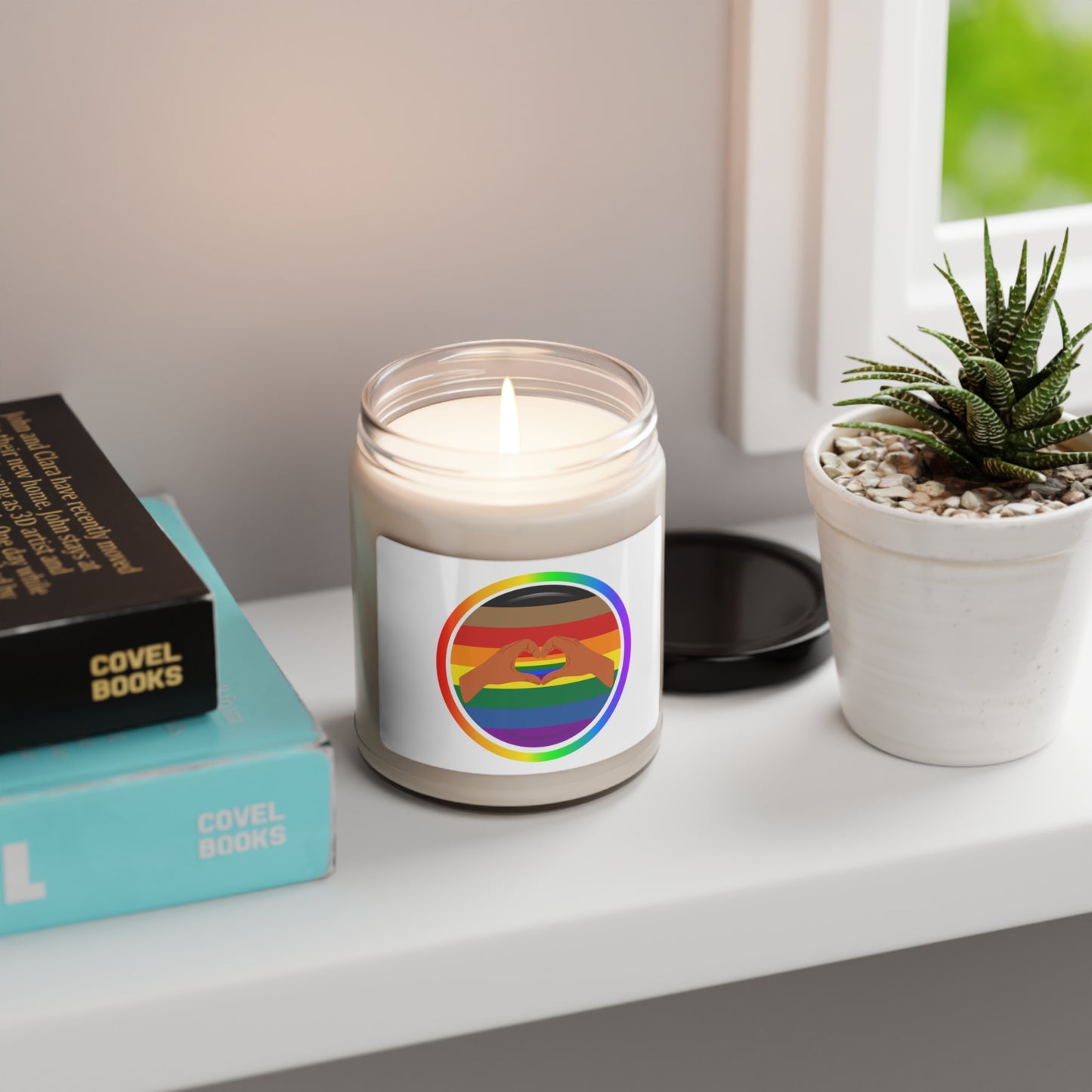 Scented Soy Candle, 9oz LGBTQ Rainbow Heart Home Decor