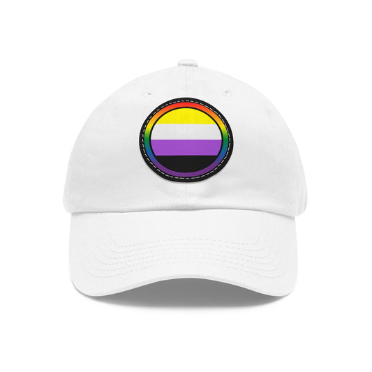 Hat with Leather Patch Rainbow LGBTQ Non Binary Flag
