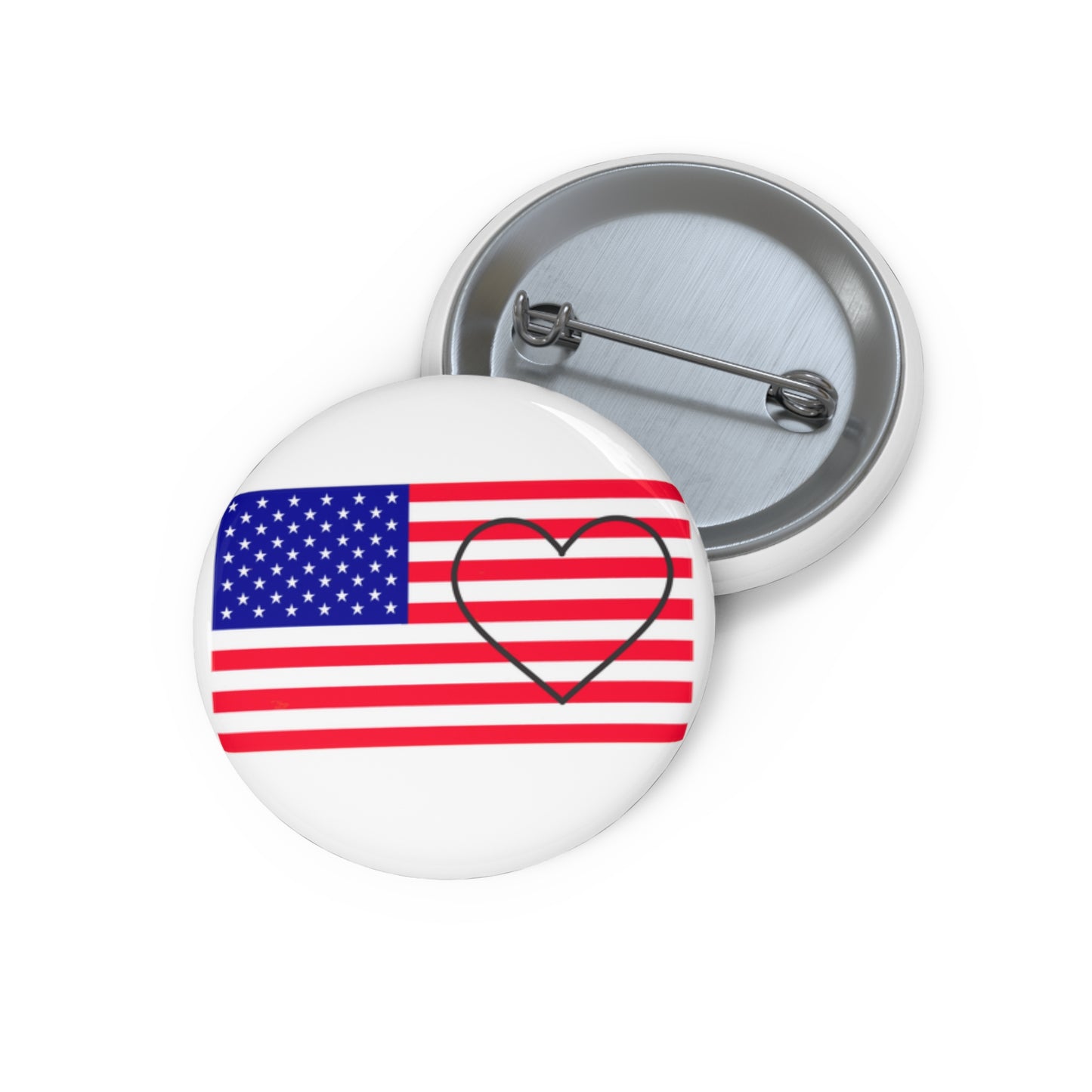 Buttons Pin USA Heart