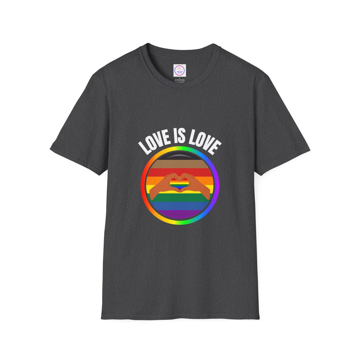 Love is Love Rainbow Hands Heart Unisex Softstyle T-Shirt