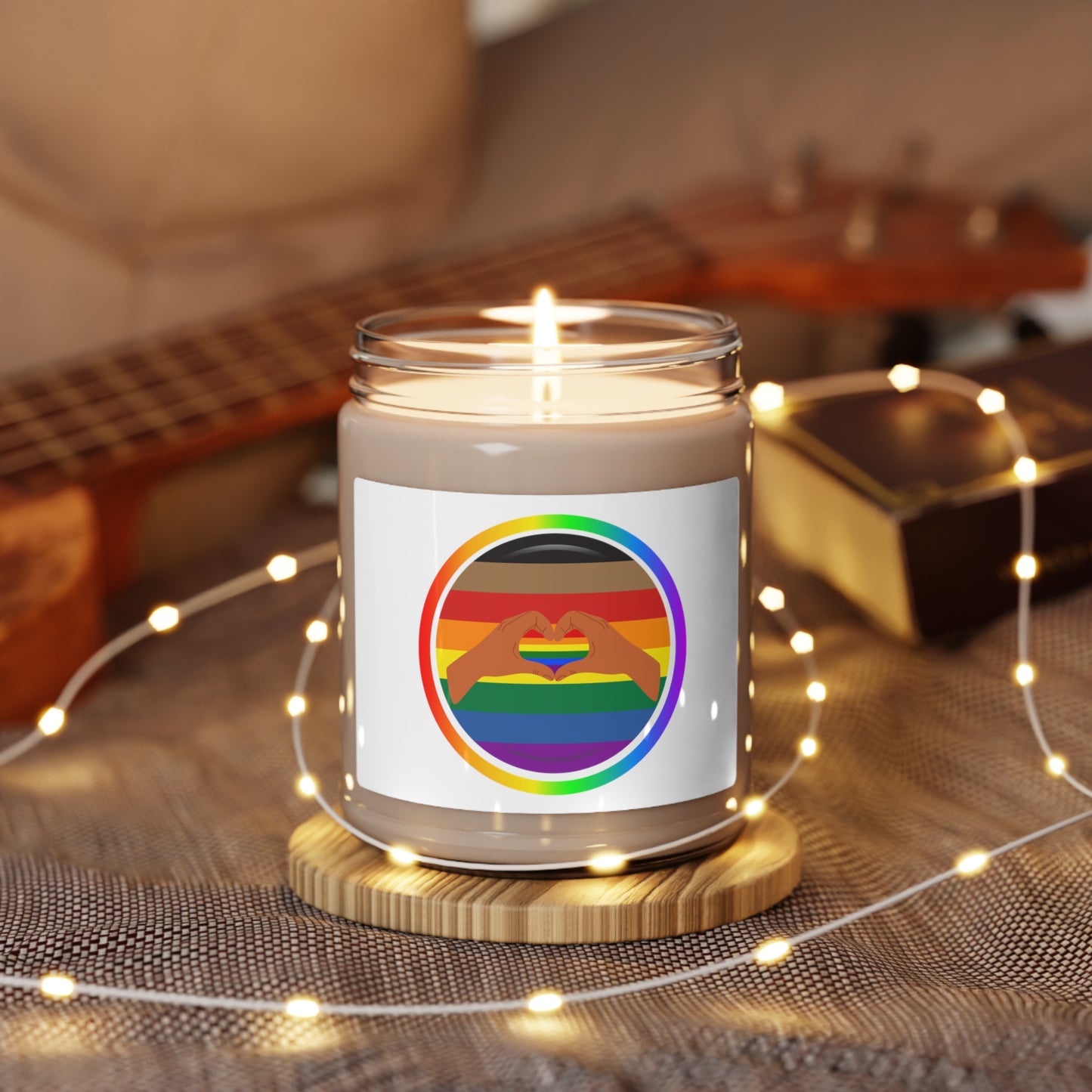 Scented Soy Candle, 9oz LGBTQ Rainbow Heart Home Decor