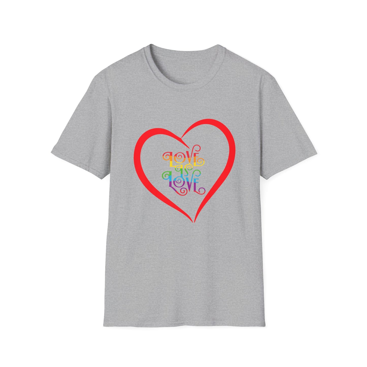 Rainbow Love is Love Heart Unisex Softstyle T-Shirt Pride