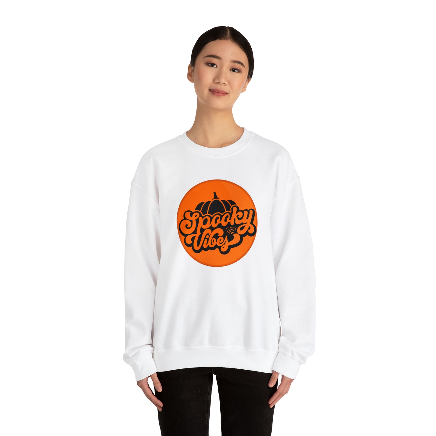 Halloween Spooky Vibes Gildan Unisex Heavy Blend™ Crewneck Sweatshirt For Men Women Gender Neutral