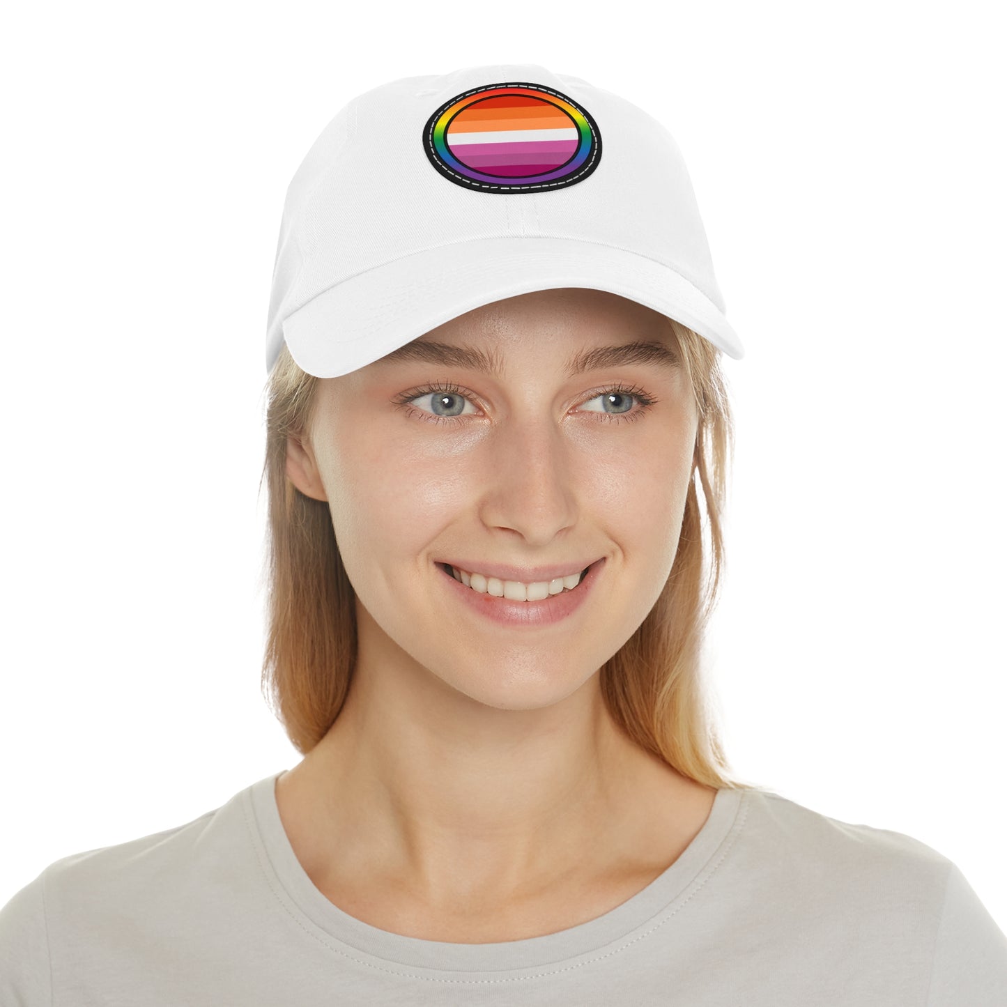 Hat with Leather Patch Rainbow LGBTQ Lesbian Flag