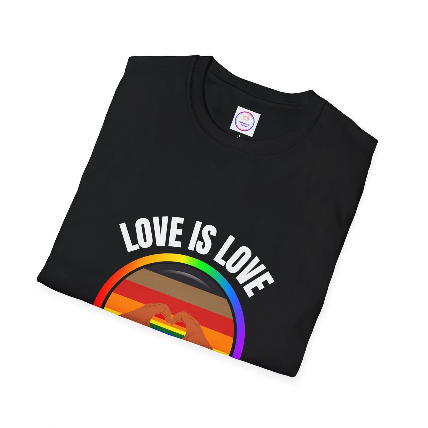 Love is Love Rainbow Hands Heart Unisex Softstyle T-Shirt