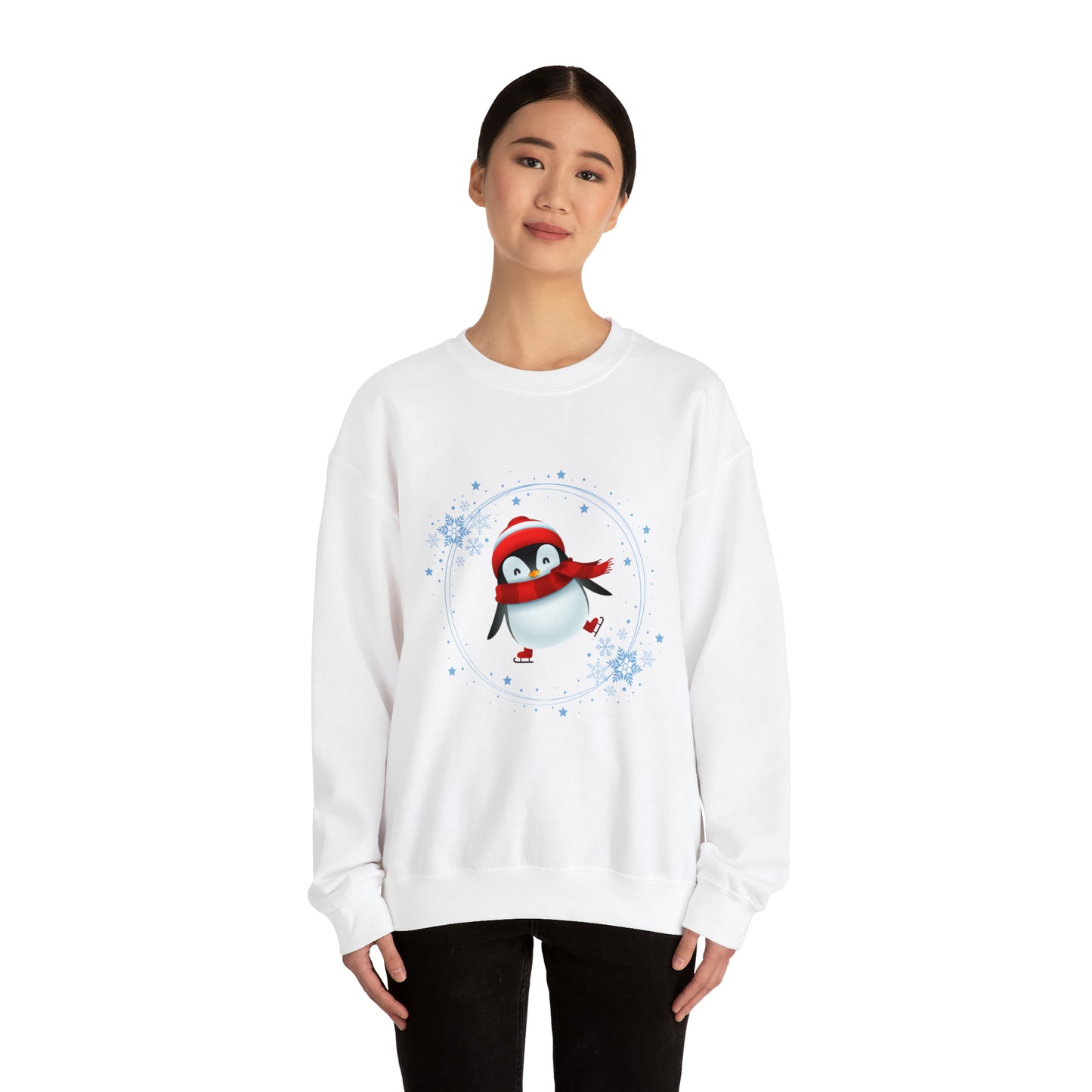 Christmas Penguin Skating Gildan Unisex Heavy Blend™ Crewneck Sweatshirt
