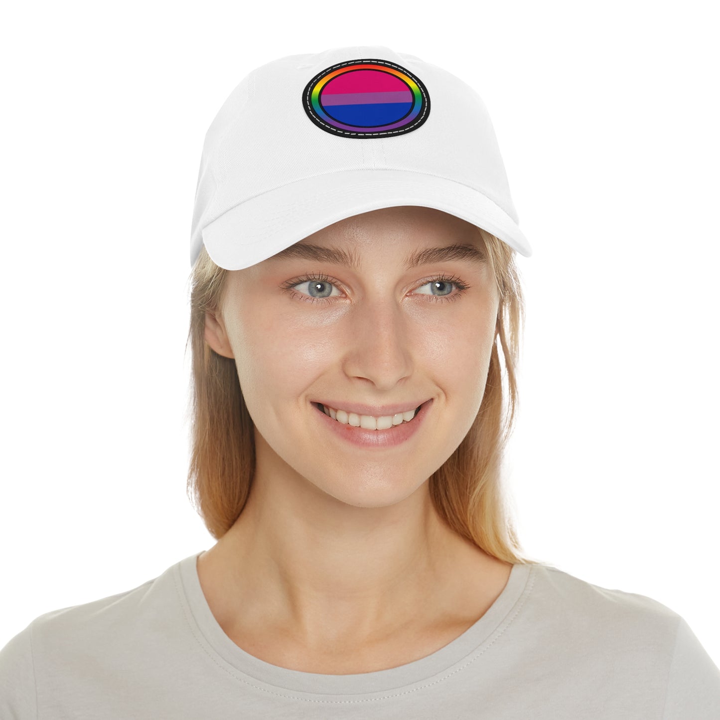 Hat with Leather Patch Rainbow LGBTQ Bisexual Flag