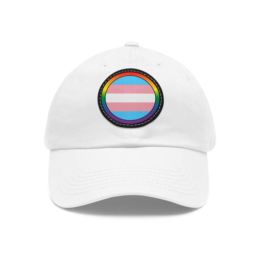 Hat with Leather Patch Rainbow LGBTQ Transgender Flag