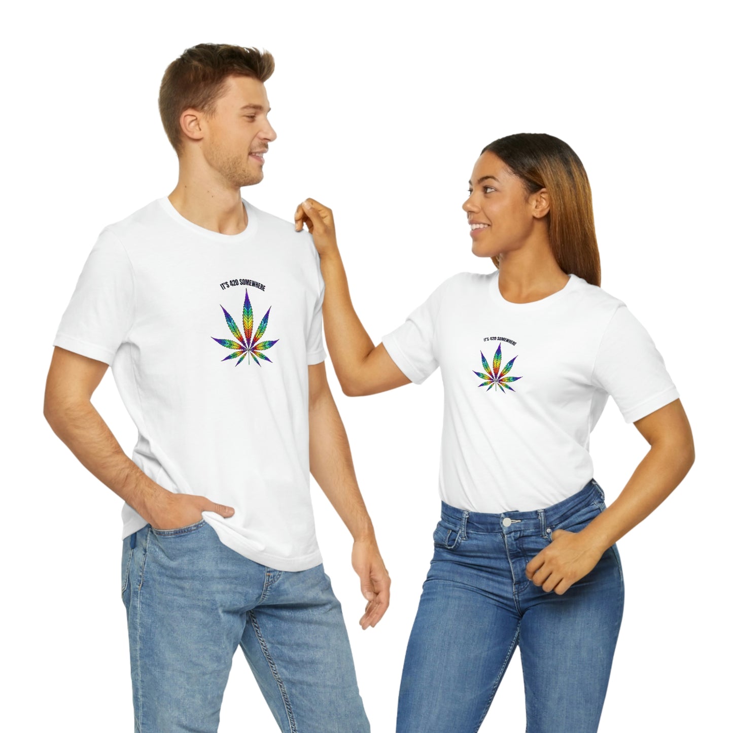 T-Shirt Bella + Canva It's 420 Somewhere Unisex Jersey Short Sleeve Tee Retro Weed Cannabis