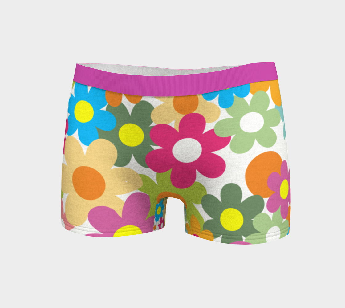 Boyshorts Womens Panties Underwear 60'S Style Flowers