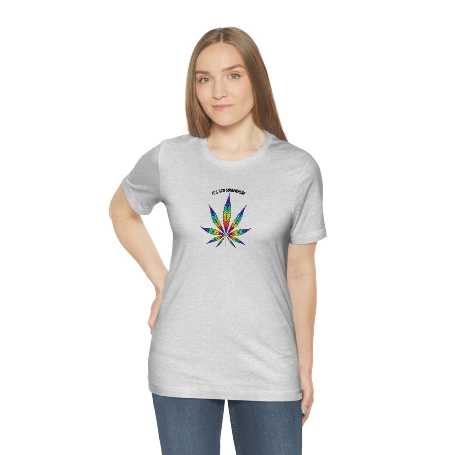 T-Shirt Bella + Canva It's 420 Somewhere Unisex Jersey Short Sleeve Tee Retro Weed Cannabis