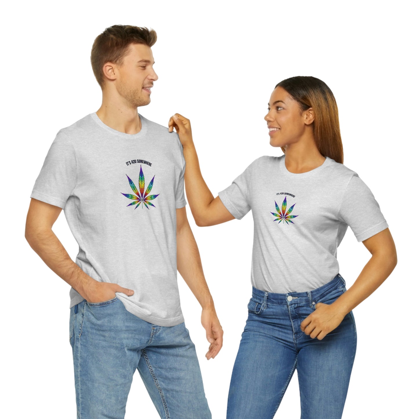 T-Shirt Bella + Canva It's 420 Somewhere Unisex Jersey Short Sleeve Tee Retro Weed Cannabis