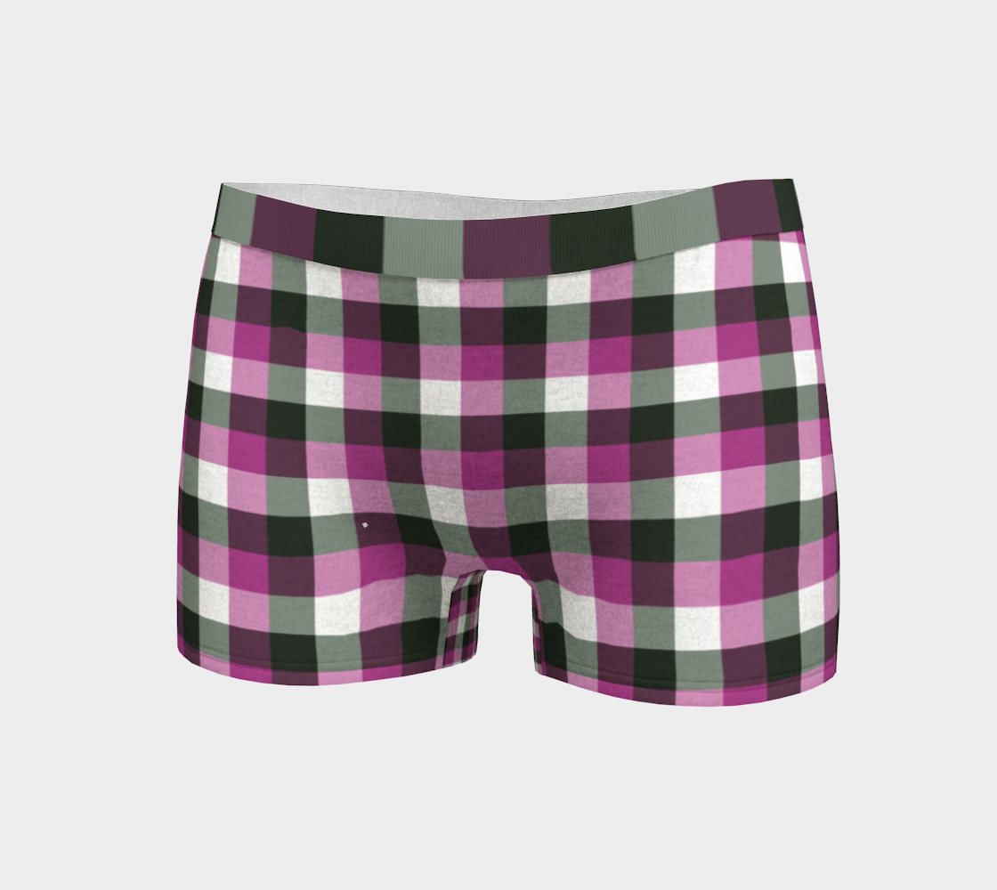 Boy Shorts Underwear Panties for Women Purple Black Plaid