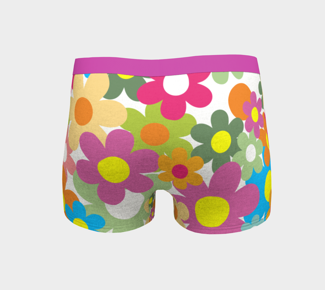 Boyshorts Womens Panties Underwear 60'S Style Flowers