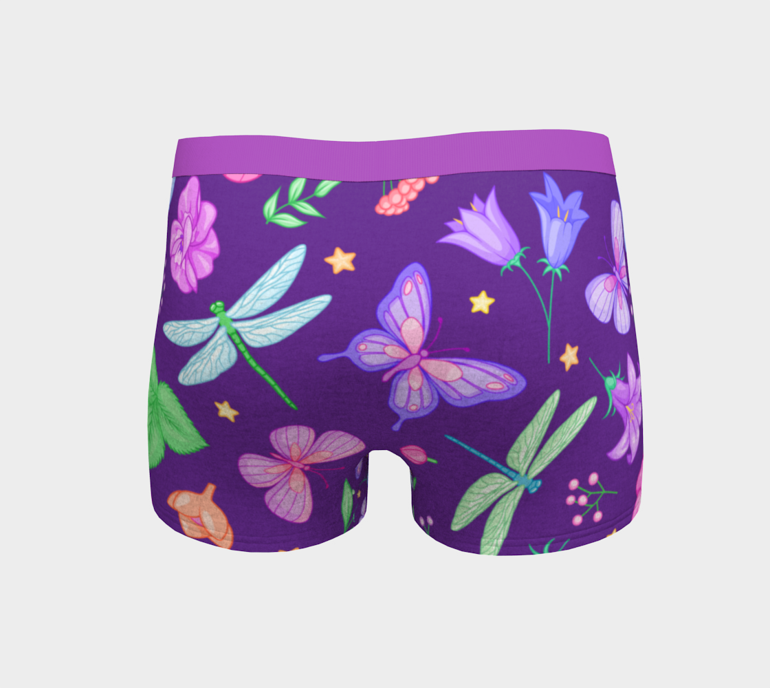 Boy Shorts Underwear Panties for Women Dragonfly Butterfly Purple