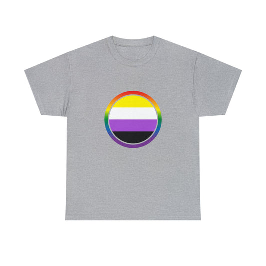 T-Shirt Gildan Rainbow Non Binary Flag Round Unisex Heavy Cotton Tee They Them