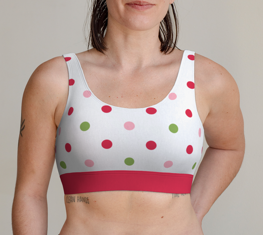Sports Bra For Women Comfortable Red Green Pink Polka Dots