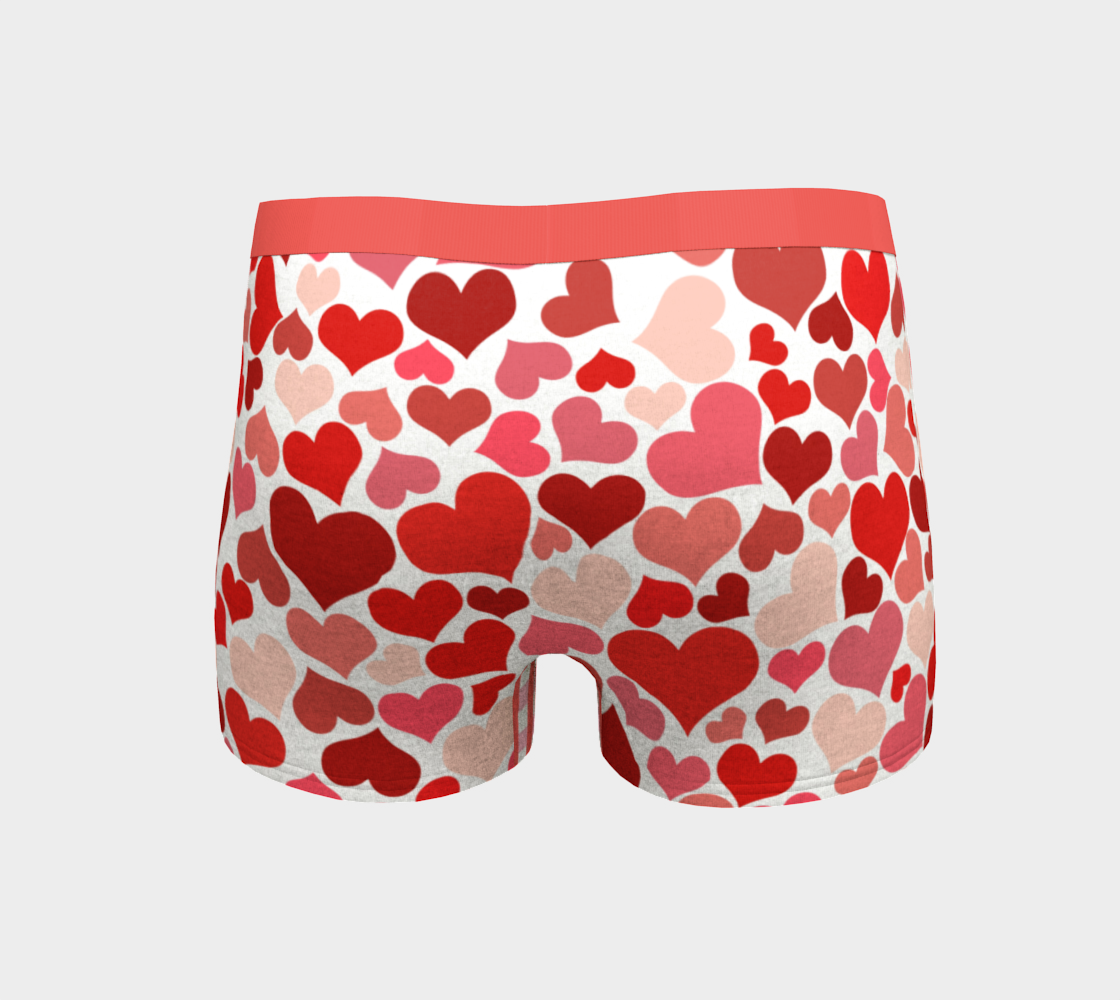 Boy Shorts Underwear Panties for Women Hearts Pink and Red Love