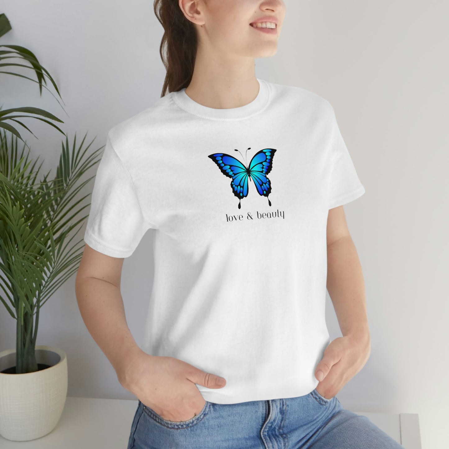 T-Shirt Bella + Canva Love Beauty Butterfly  Unisex Jersey Short Sleeve Tee Gift for Her Womens Girls