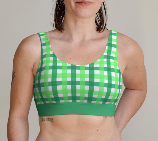 Sports Bra For Women Comfortable Light Green Plaid