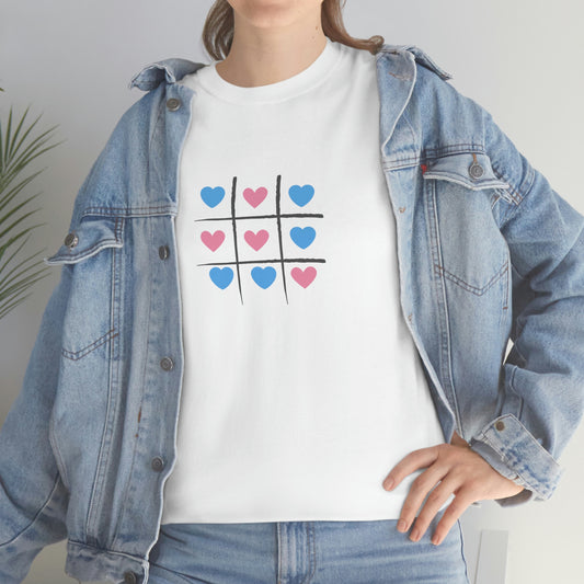 T-Shirt Gildan Hearts Cotton Candy  Tic Tac Toe Unisex Heavy Cotton Tee Gift for Them Transgender Colors