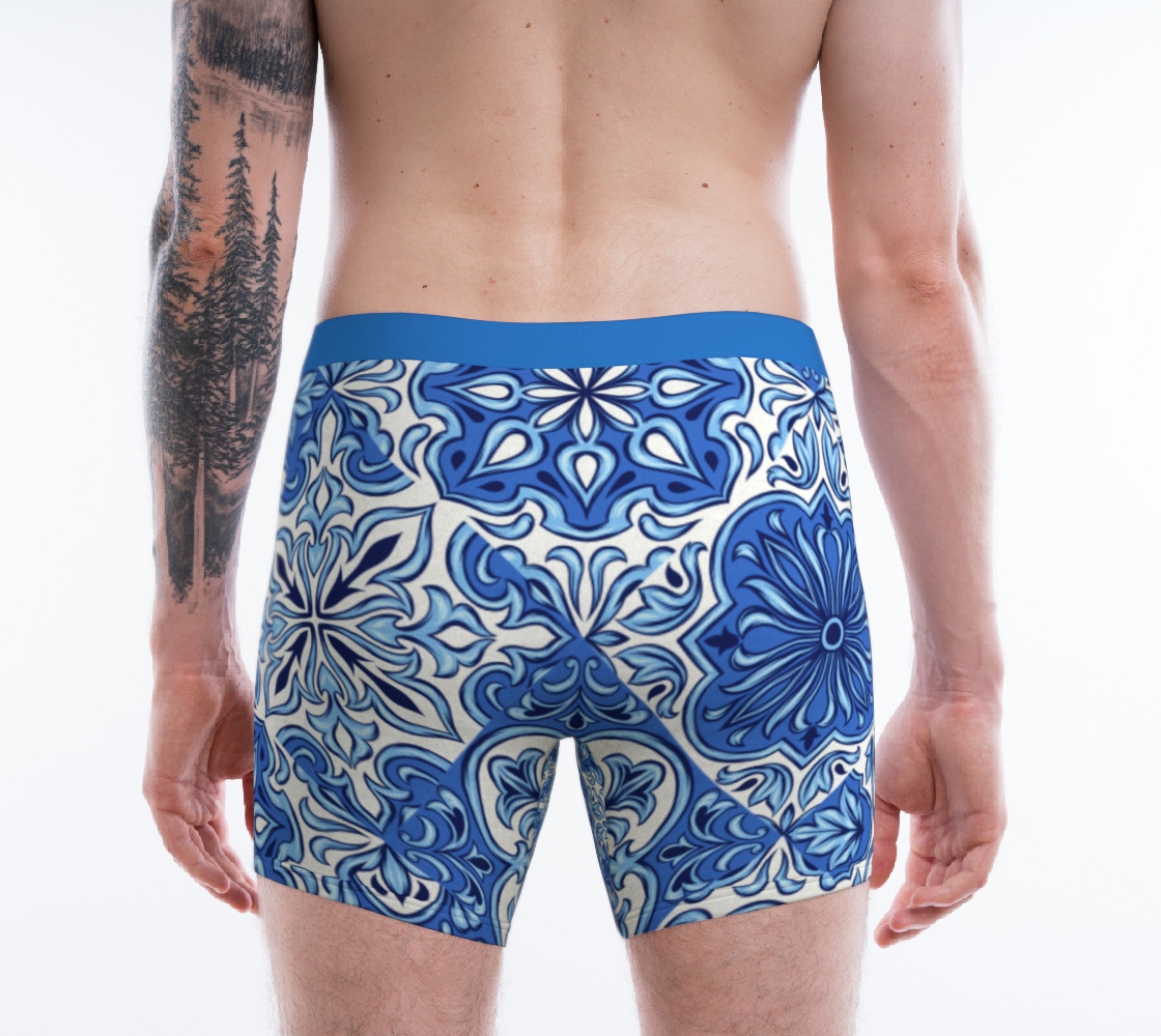 Boxer Briefs Underwear For Men Comfortable Blue Tiles Mosaic Portugese Mexican