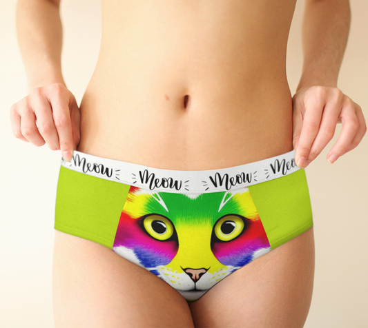 Cheeky Briefs Panties Underwear Comfortable Rainbow Cat Meow