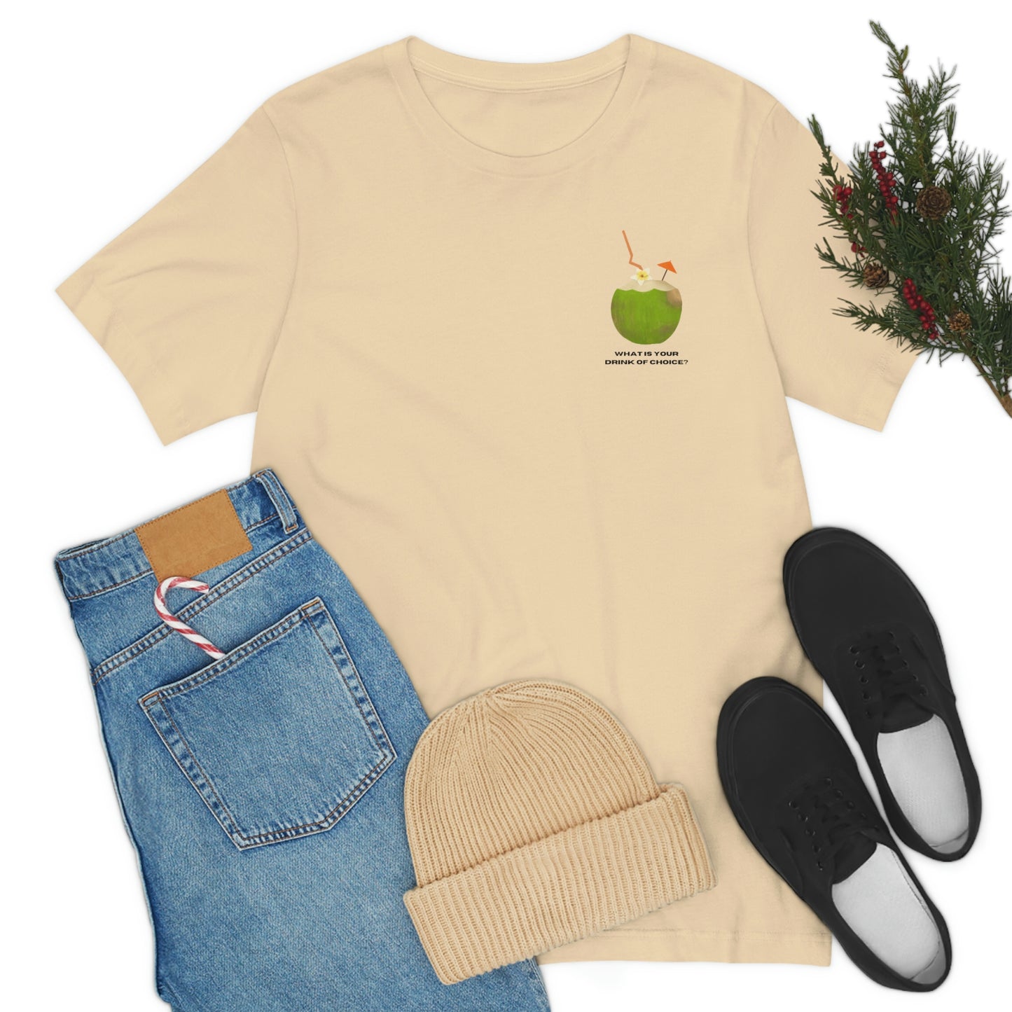 T-Shirt Bella + Canva Drink of Choice Coconut Unisex Jersey Short Sleeve Tee Tropical Vacation