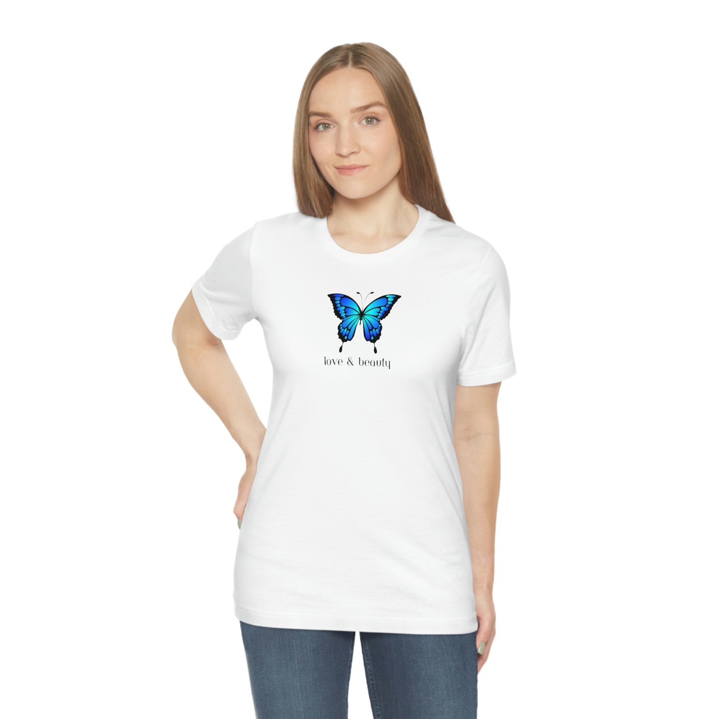 T-Shirt Bella + Canva Love Beauty Butterfly  Unisex Jersey Short Sleeve Tee Gift for Her Womens Girls