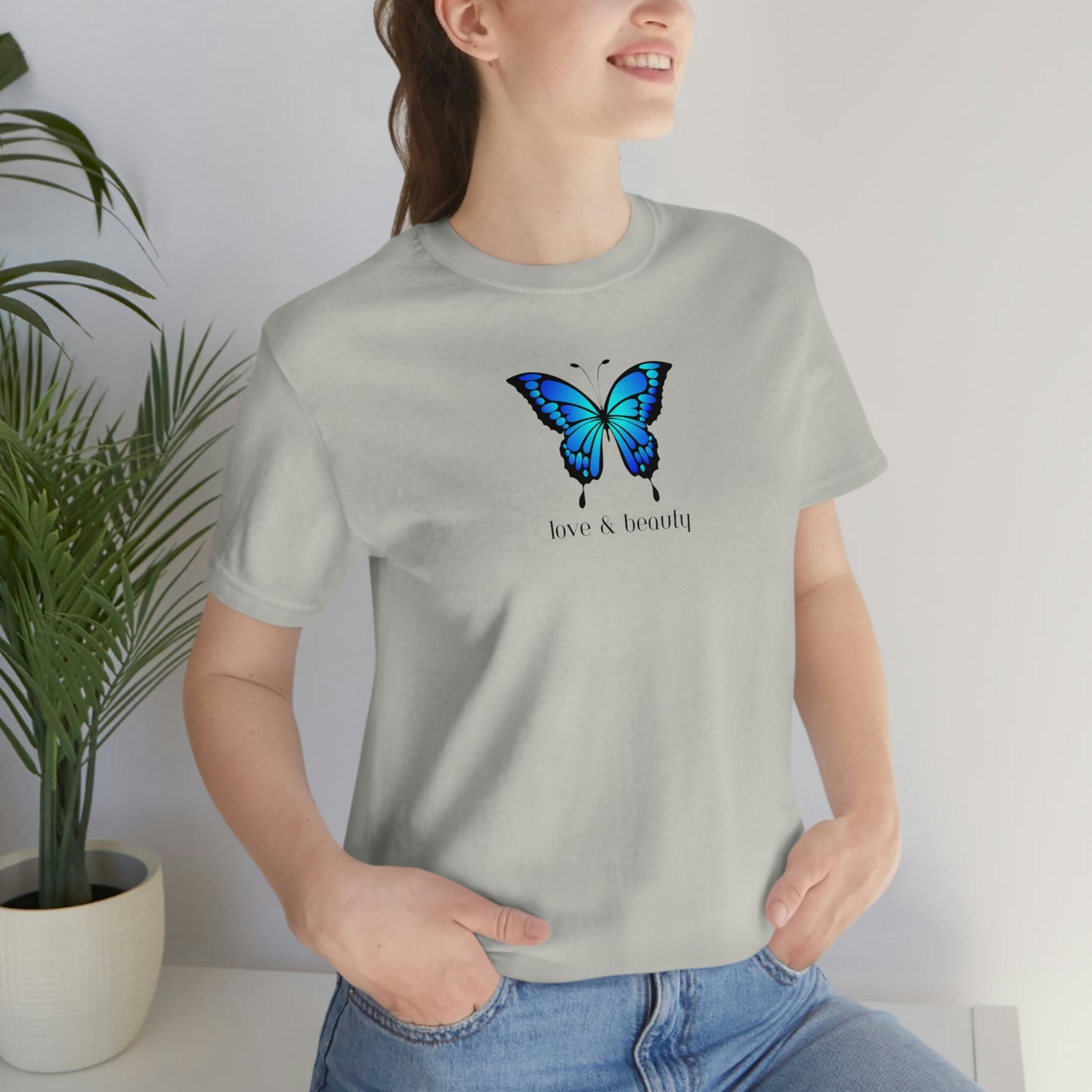 T-Shirt Bella + Canva Love Beauty Butterfly  Unisex Jersey Short Sleeve Tee Gift for Her Womens Girls