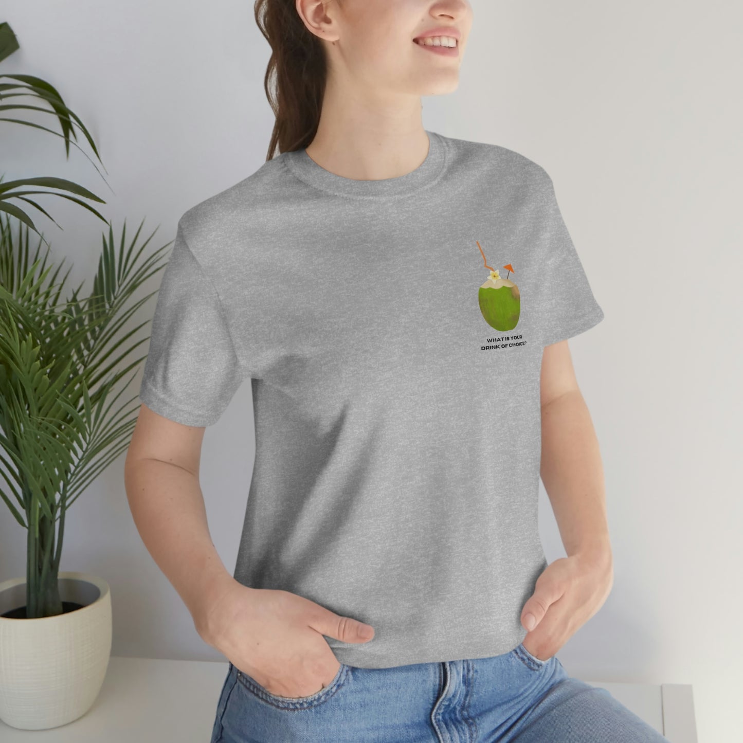 T-Shirt Bella + Canva Drink of Choice Coconut Unisex Jersey Short Sleeve Tee Tropical Vacation