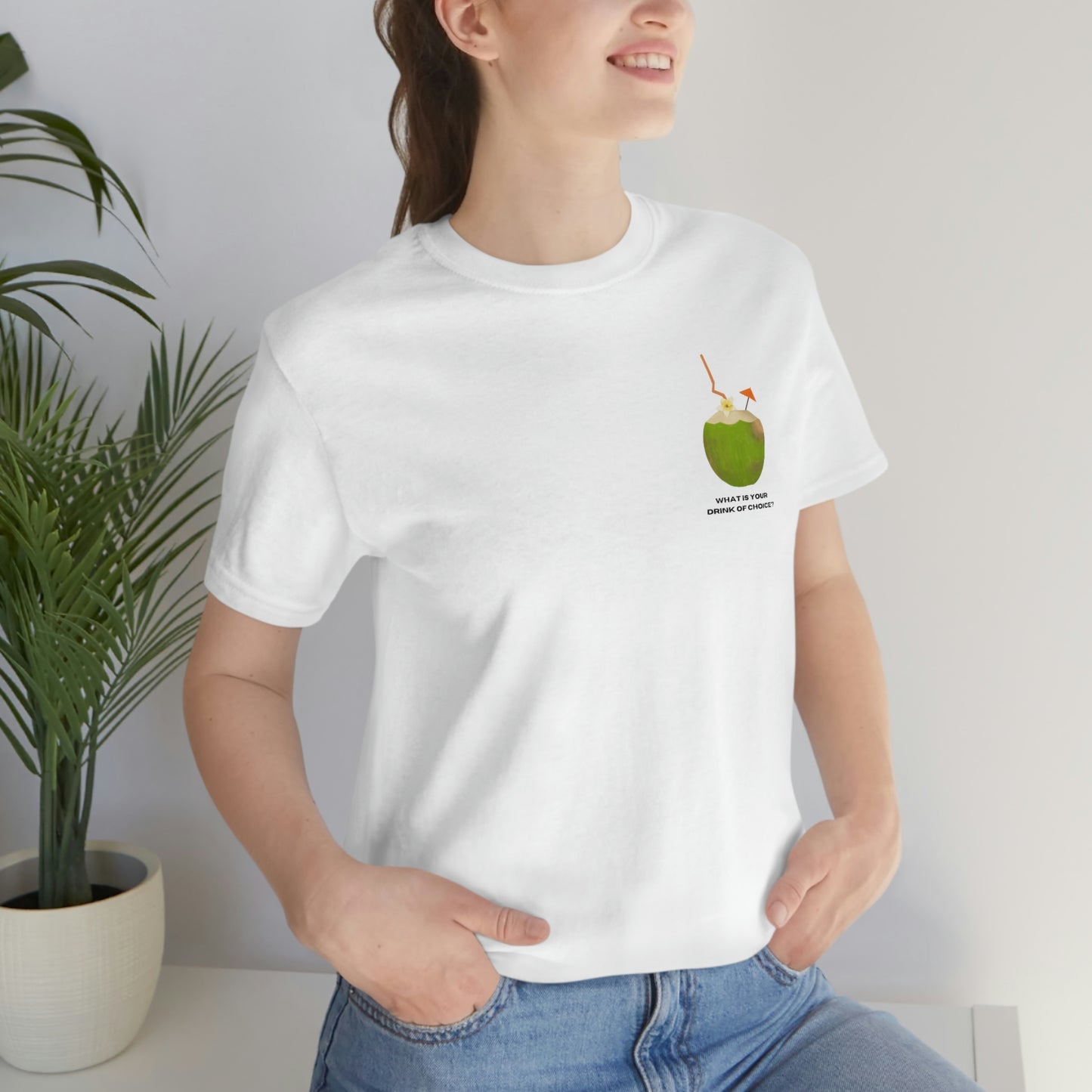 T-Shirt Bella + Canva Drink of Choice Coconut Unisex Jersey Short Sleeve Tee Tropical Vacation