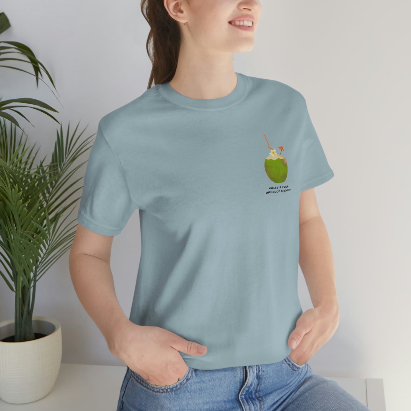 T-Shirt Bella + Canva Drink of Choice Coconut Unisex Jersey Short Sleeve Tee Tropical Vacation