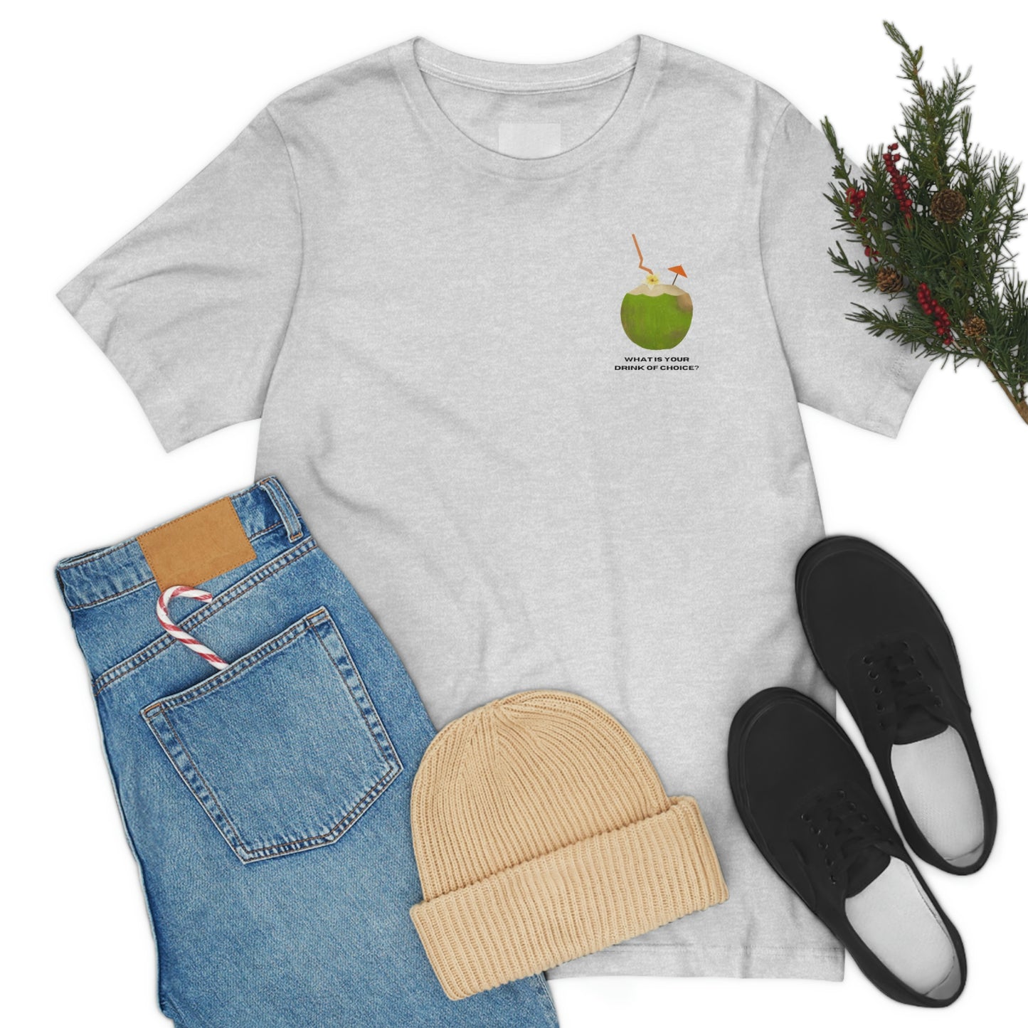 T-Shirt Bella + Canva Drink of Choice Coconut Unisex Jersey Short Sleeve Tee Tropical Vacation