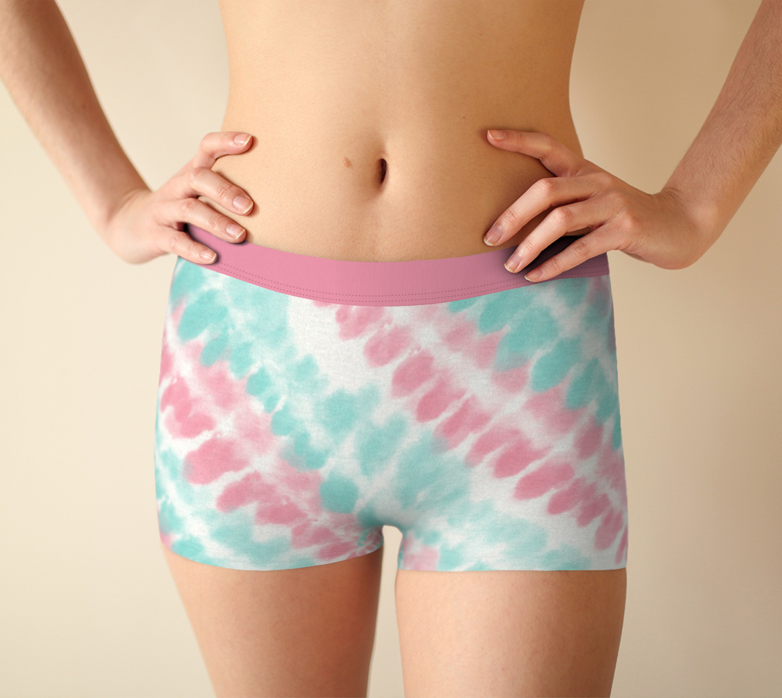 Boy Shorts Underwear Panties for Women Light Pink Light Blue Tie Dye