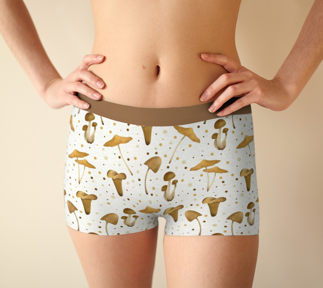 Boy Shorts Underwear Panties for Women Mushroom Brown