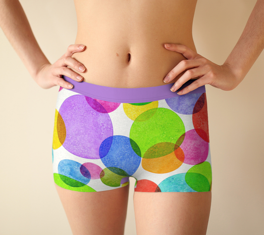 Boy Shorts Underwear Panties for Women Colorful  Circles Polka Dots Boxer Briefs