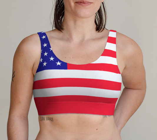 Sports Bra For Women Comfortable USA Flag