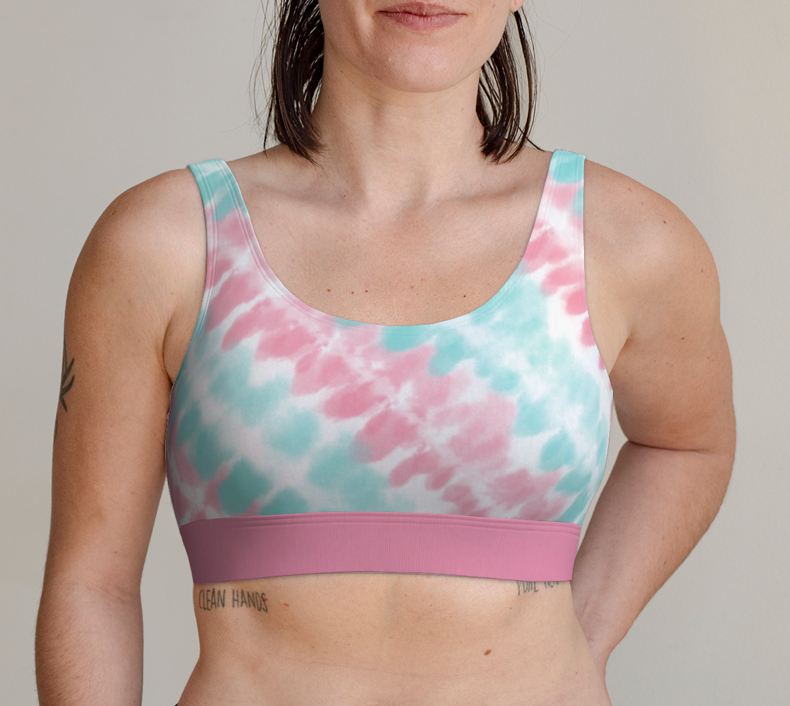 Sports Bra For Women Comfortable Light Pink Light Blue Tie Dye –  SunrayStoreCreations