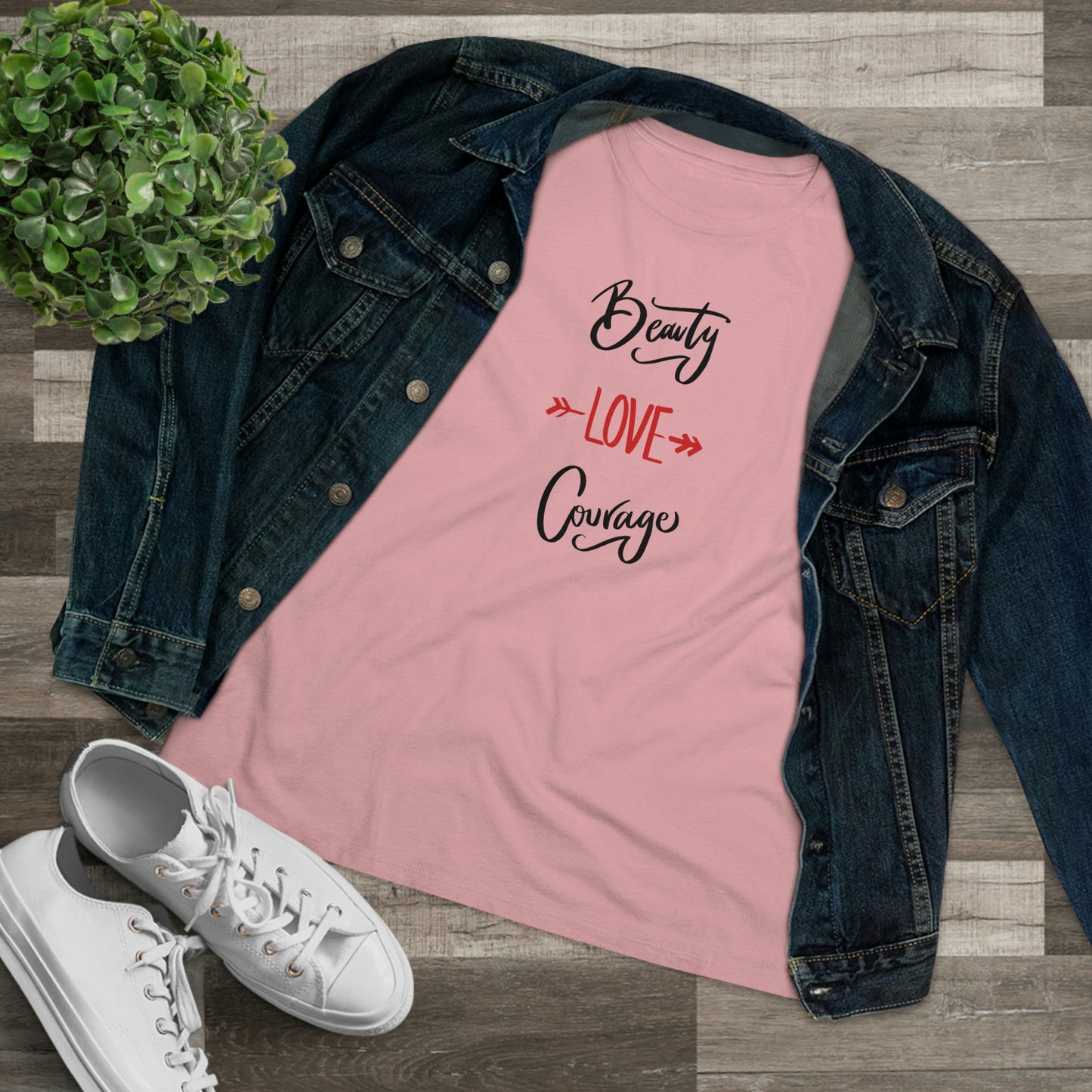 T-Shirt Bella+Canva Women's Premium Tee Beauty Love Courage