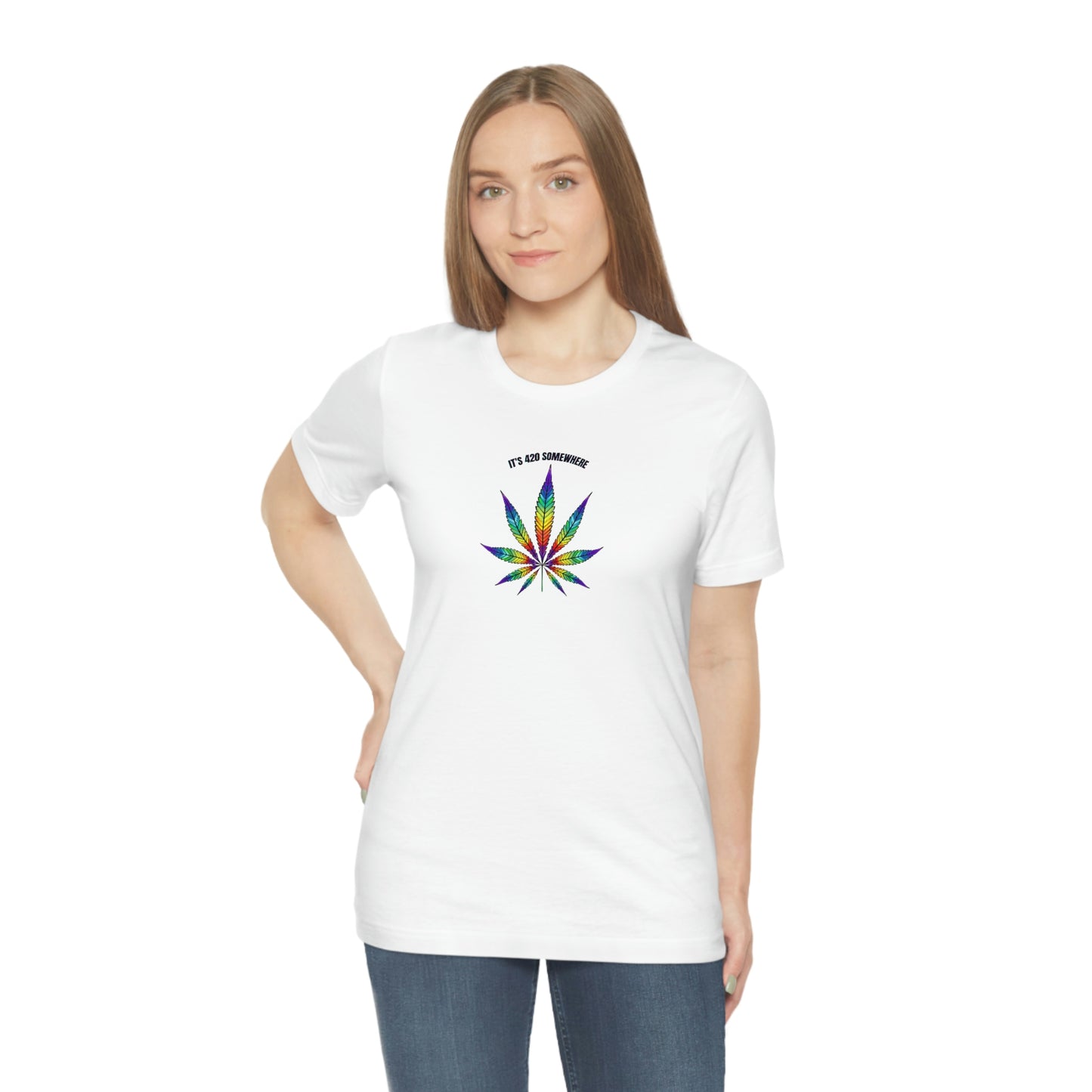 T-Shirt Bella + Canva It's 420 Somewhere Unisex Jersey Short Sleeve Tee Retro Weed Cannabis