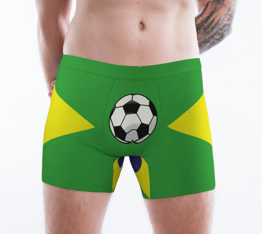 Boxer Briefs Underwear For Men Comfortable Brazil Flag Soccer Ball