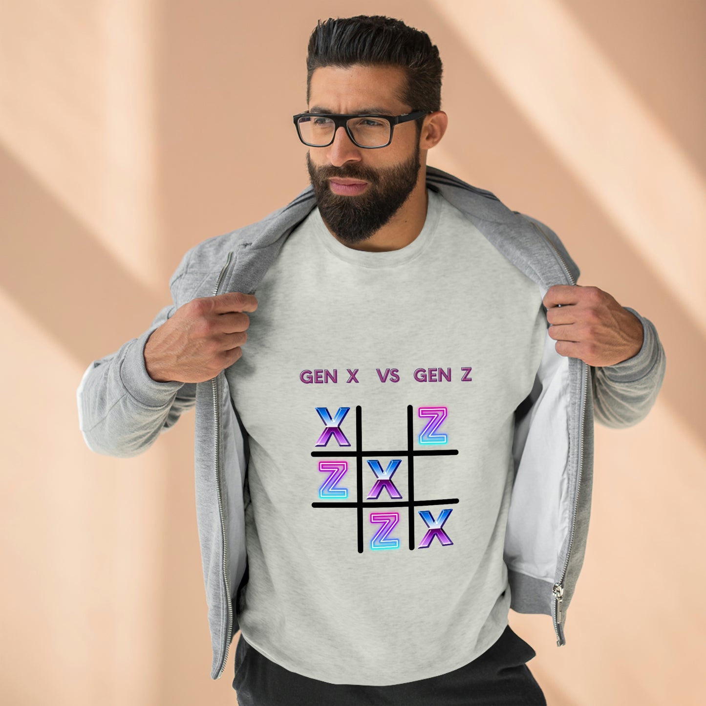 Crewneck Gen X vs Gen Z Unisex Premium Sweatshirt Gift for Mom Gift for Dad Gamer Crewneck Long Sleeves