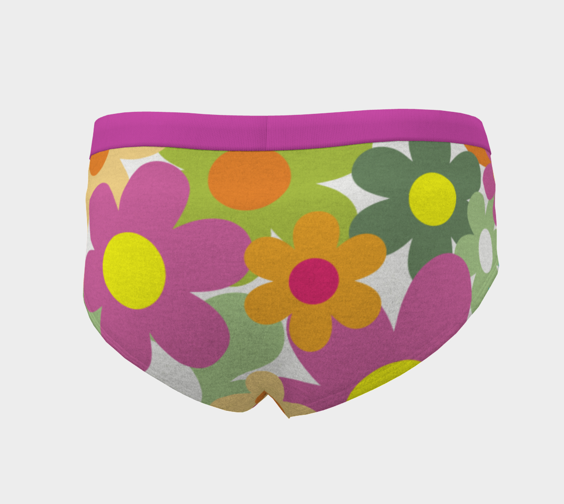 Cheeky Briefs Panties Underwear Comfortable 60's Style Flowers