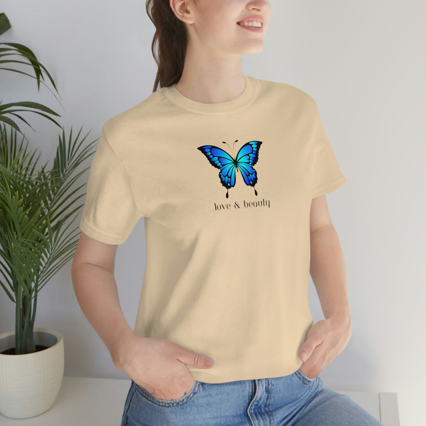 T-Shirt Bella + Canva Love Beauty Butterfly  Unisex Jersey Short Sleeve Tee Gift for Her Womens Girls