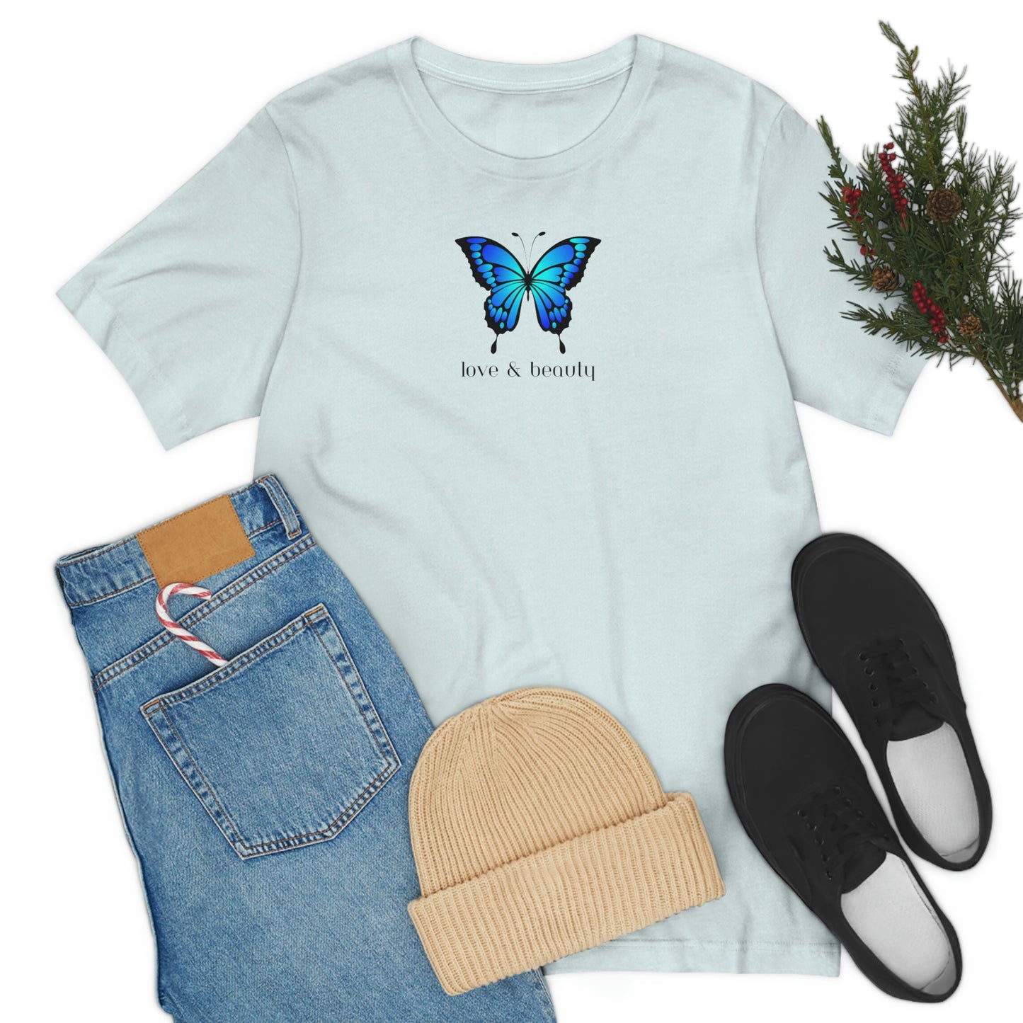 T-Shirt Bella + Canva Love Beauty Butterfly  Unisex Jersey Short Sleeve Tee Gift for Her Womens Girls