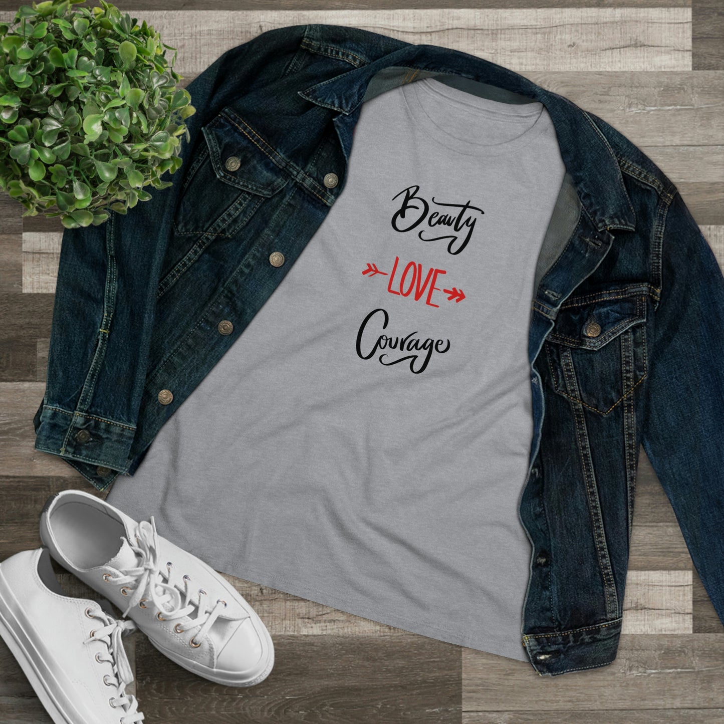 T-Shirt Bella+Canva Women's Premium Tee Beauty Love Courage